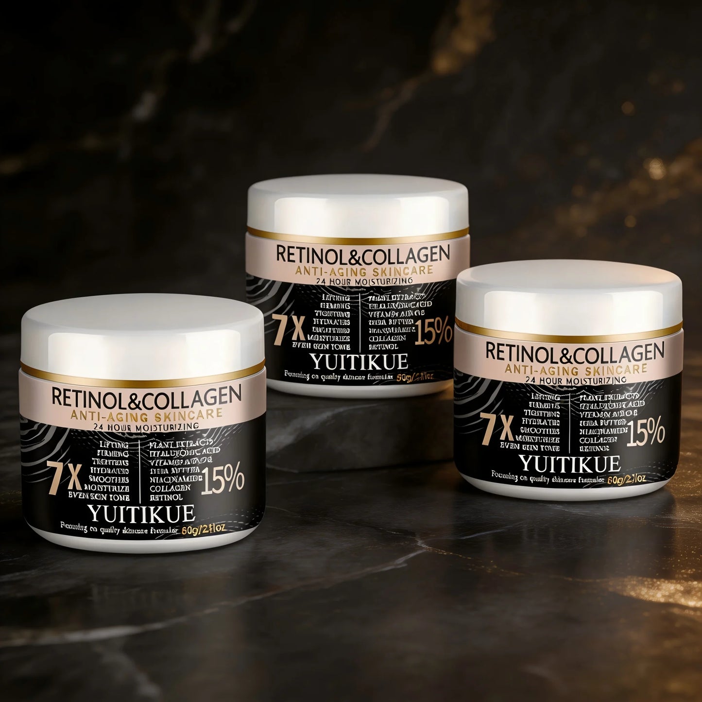 YUITIKUE Retinol & Collagen Anti-Aging Cream 60g, 7X Effect 24H Moisturizing for Lifting, Firming & Even Skin Tone Peaceful Pleasures Health and Wellness 3pc