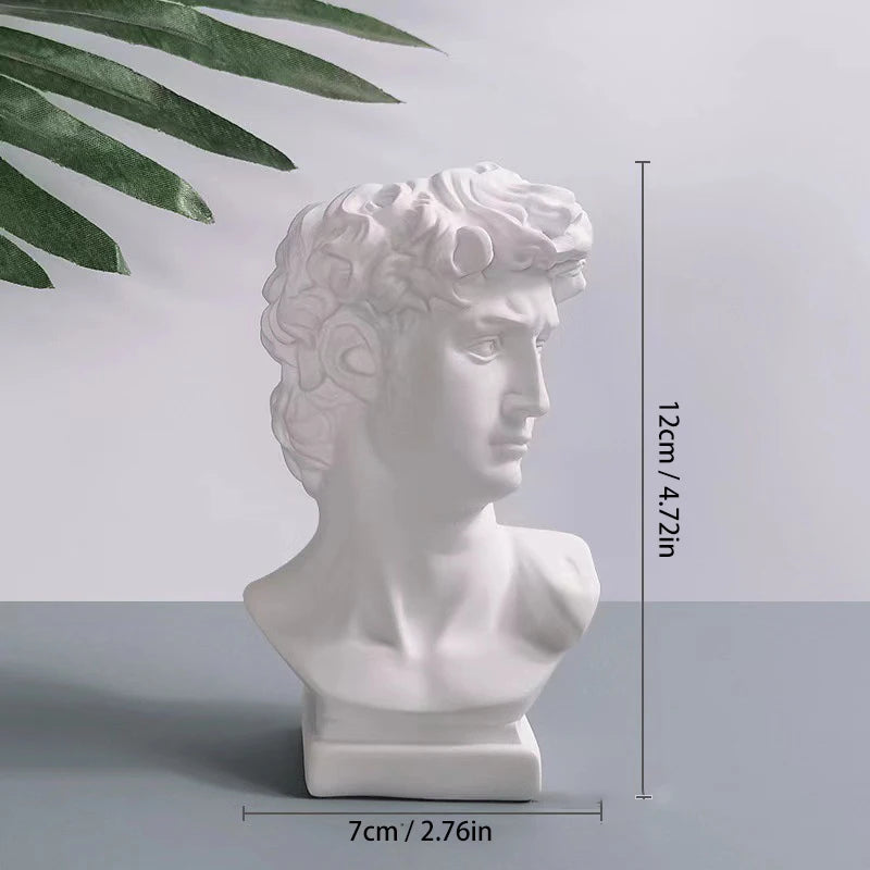 David Statue Head Vase – Bust Sculpture Makeup Brush Holder & Flower Pot Decor