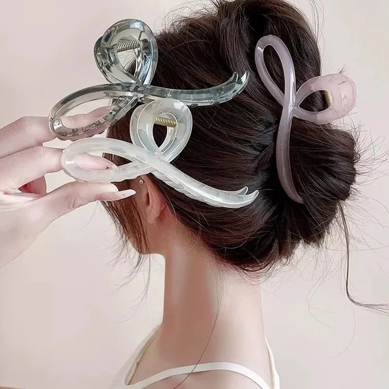Elegant Jelly Bow Hair Claw Women Girls Sweet Ornament Back Headband