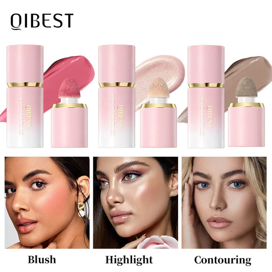 QiBest Liquid Blush Highlighter & Contour Stick – 6 Shades Liquid Blush Stick Oasis Select