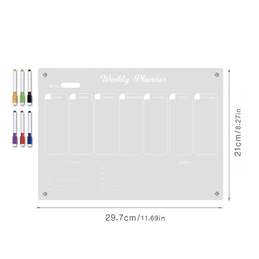A4 Weekly Planner Magnetic Board Transparent Acrylic Memo Note