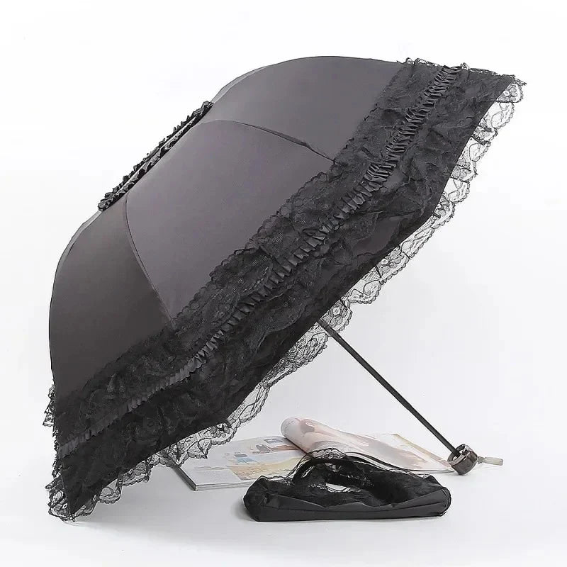 Vintage Lace Parasol – Foldable Gothic Lolita Anti-UV Umbrella