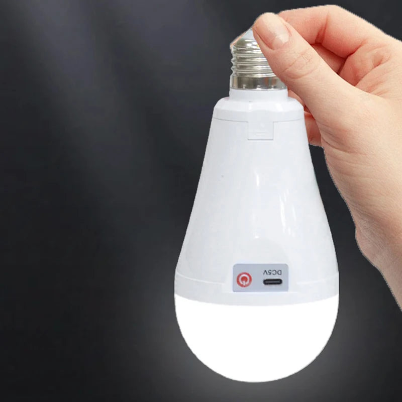 Flicker-Free LED Bulb Light Portable 20W 30W Emergency Bulb Courtyard Outdoor Bulb Removable Battery LED Charging Light Bulb Peaceful Pleasures Health and Wellness