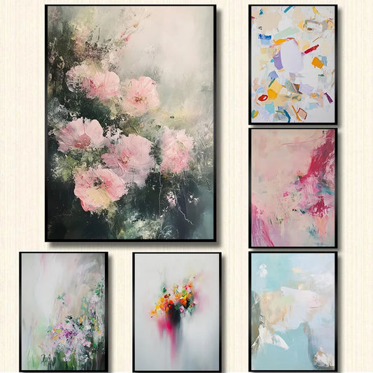 Minimalist Abstract Flower Canvas Wall Art | Unframed Print Canvas Wall Art Print Peaceful Pleasures Health and Wellness