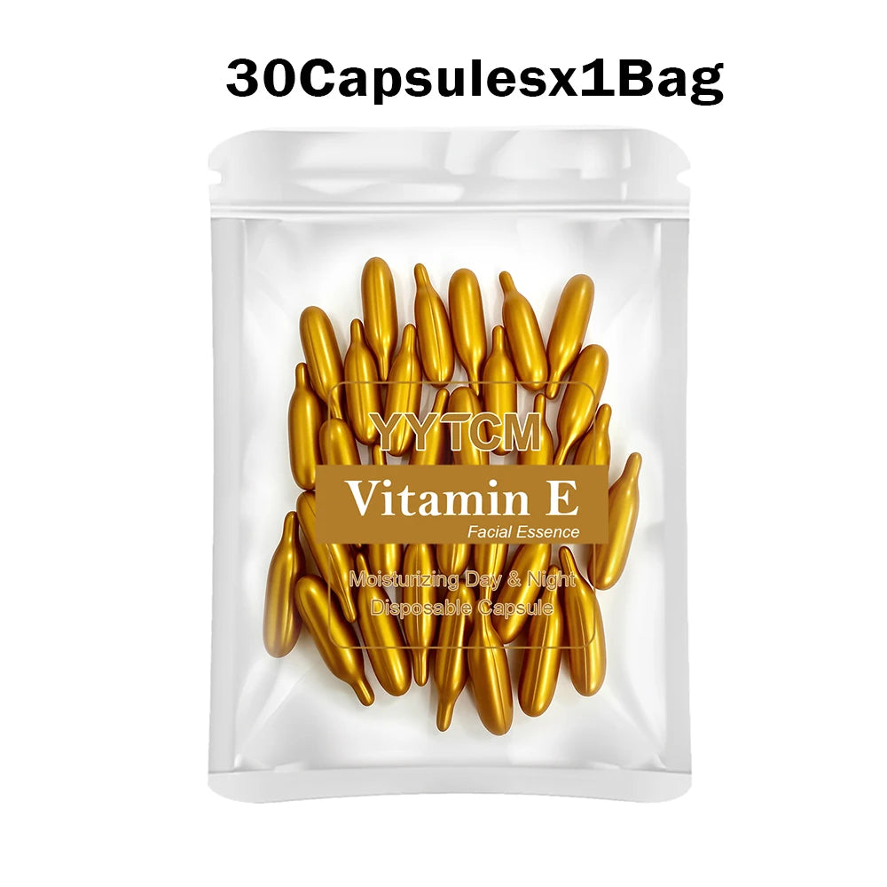 Vitamin E Serum Capsules, Single-Use Essence Capsules, Hydrating and Moisturizing Facial Skin 90 Capsules/Bottle - 1 Bottle Peaceful Pleasures Health and Wellness 1bag 30capsules