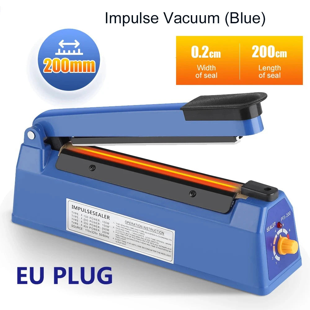 280/200mm 110/220V Heat Seal Machine Household Impulse Vacuum & Power Suction Food Meat Plastic Bag Sealer Kitchen Fruit Storage Peaceful Pleasures Health and Wellness 200mm EU PLUG