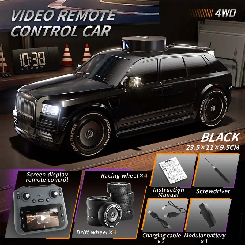 911S RC Car - 4K HD Camera 4WD 4.3-inch Screen Camera Lifting Design LED Lighting Drift HD Video Kids RC Car for Adults and Kids Peaceful Pleasures Health and Wellness Black-1B