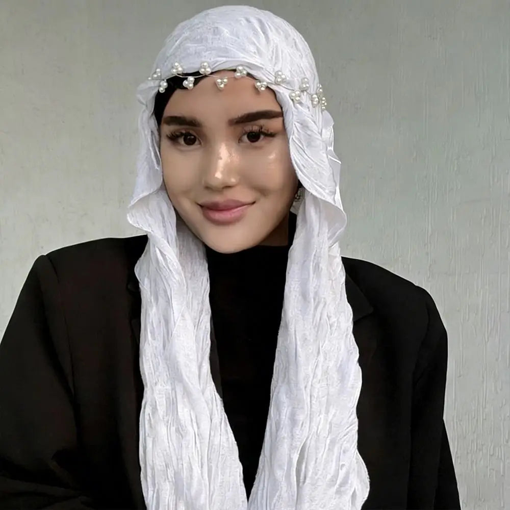 Solid Chiffon Scarf – Ruffled Shawl, Hijab & Wrap for Women