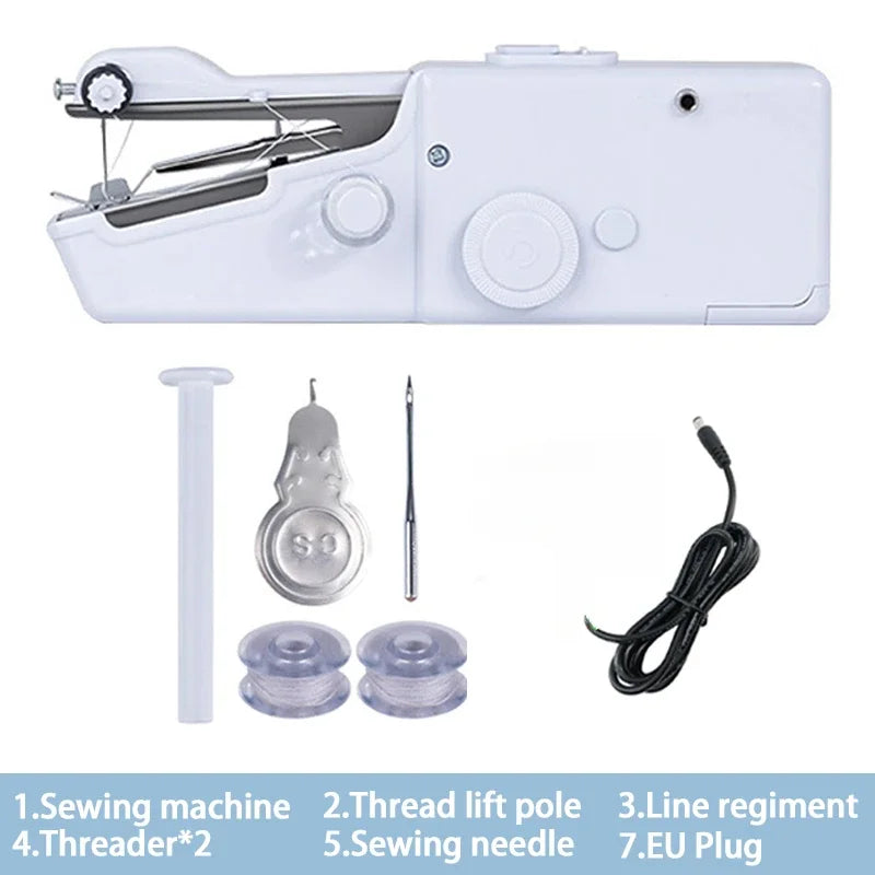 Portable Manual Sewing Machine Handheld Rope-free Electric Quick Build DIY Apparel Supplies Arts Crafts Home Garden Embroidery Peaceful Pleasures Health and Wellness White B