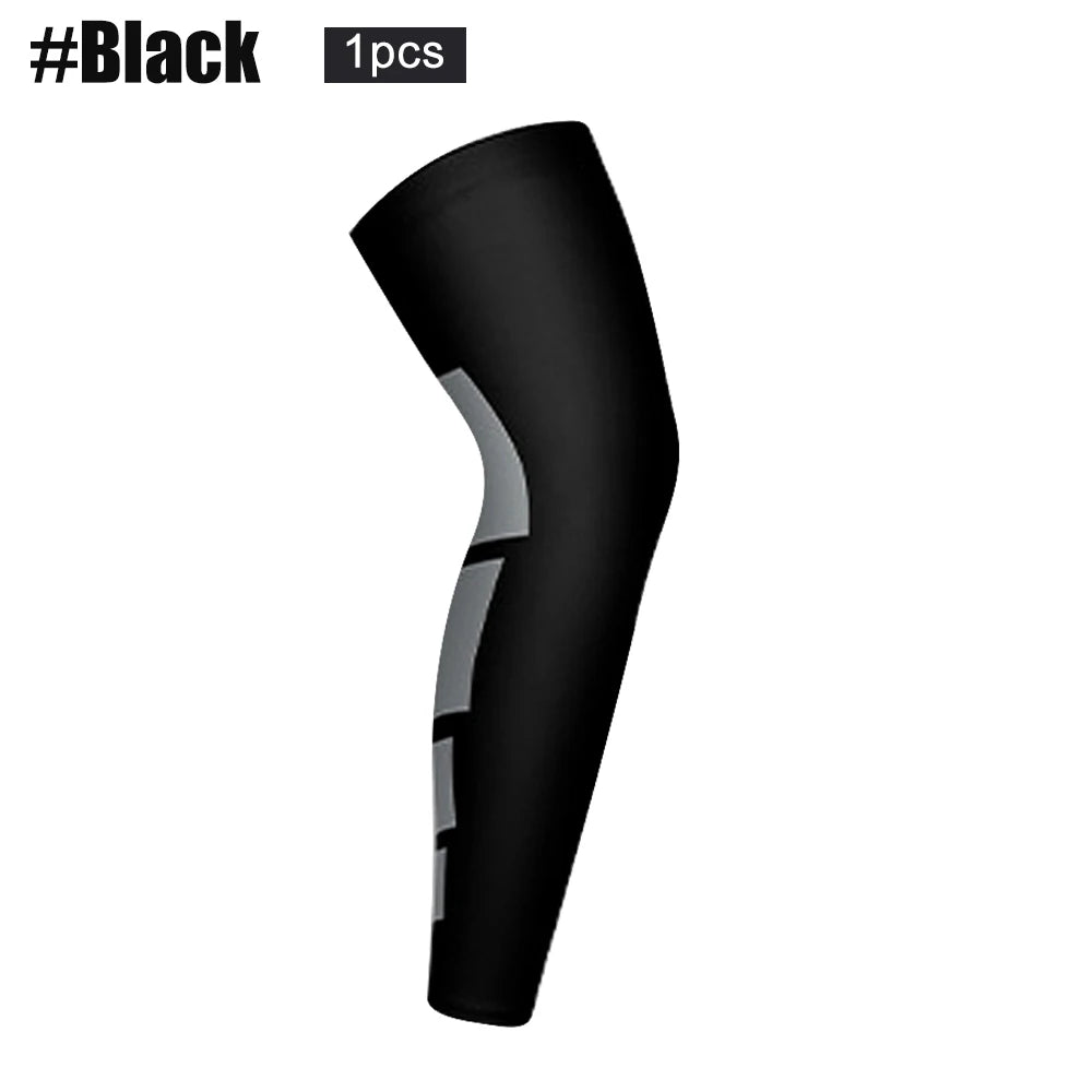 1Pcs Long Compression Leg Sleeves for Women Men,Comfortable & Non-Slip UV Protection Leg Knee Braces Supports for Sports Cycling Peaceful Pleasures Health and Wellness black L