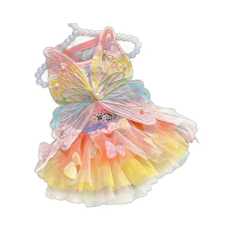 Pet Princess Dress – Lace Stripe Silk Skirt for Dogs & Cats