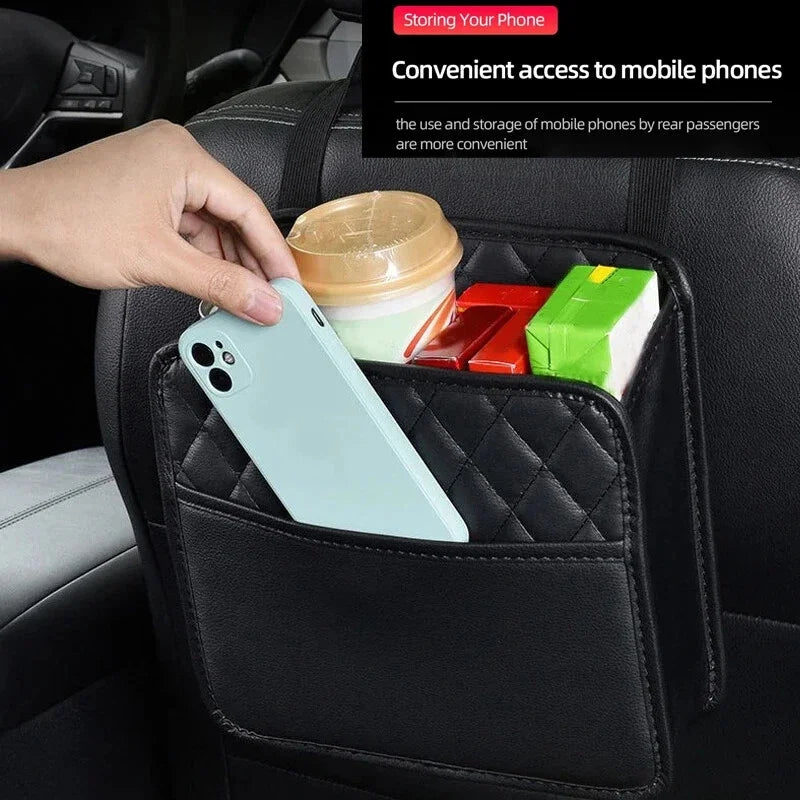 Leather Car Seat Back Organizer | Multi-Pocket Storage Bag Car Seat Organizer Peaceful Pleasures Health and Wellness