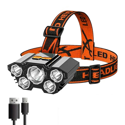 KDULIT 5 LED Rechargeable Headlamp | 18650 Battery & Waterproof LED Headlamp Oasis Select