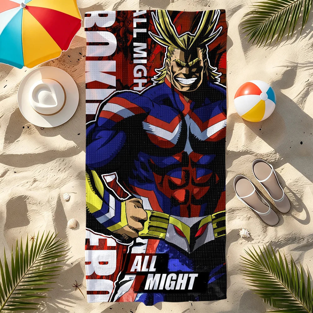 All Might Anime Quick-Dry Beach Towel | Gym, Travel & Pool Quick-Dry Beach Towel Peaceful Pleasures Health and Wellness