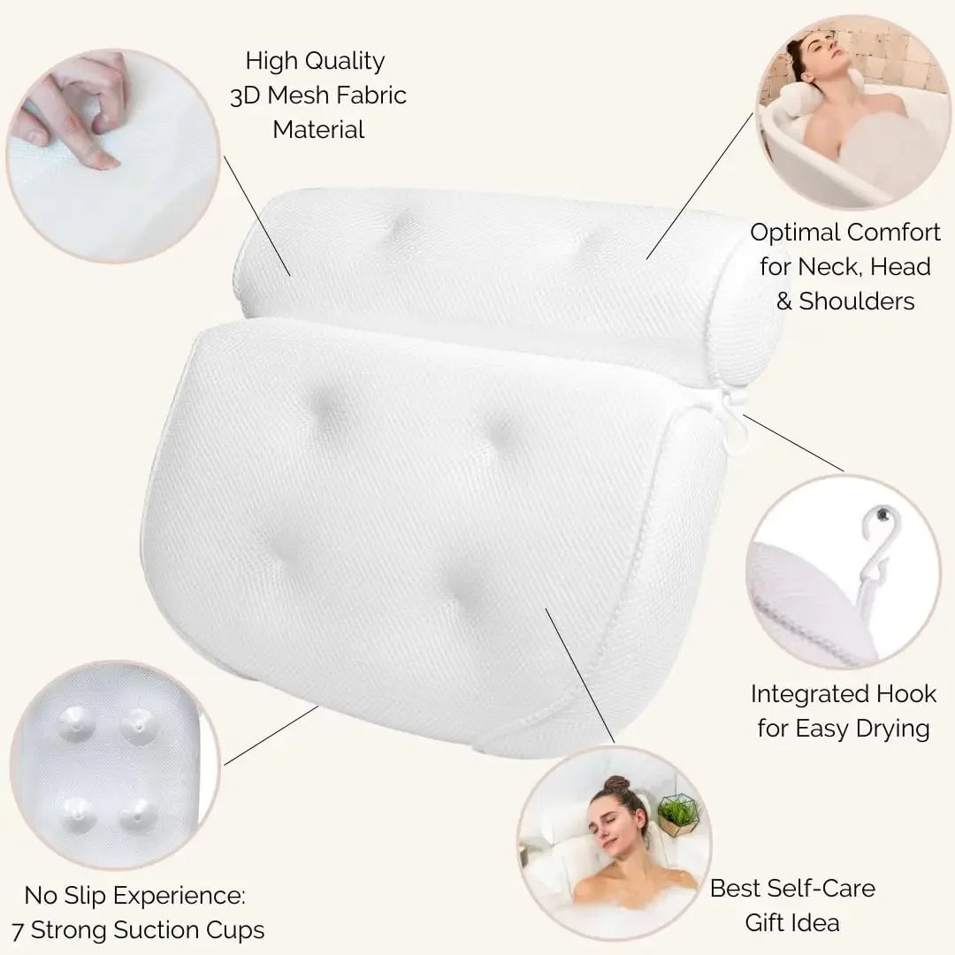 Neck and Shoulder Support Bathtub Pillow - Luxe Spa Bath Cushion for Relaxation, Ideal Gift for Women Peaceful Pleasures Health and Wellness