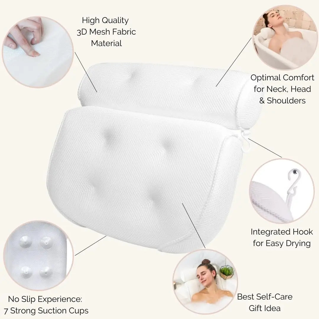 Neck & Shoulder Support Bath Pillow – Luxe Spa Cushion for Women Peaceful Pleasures Health and Wellness