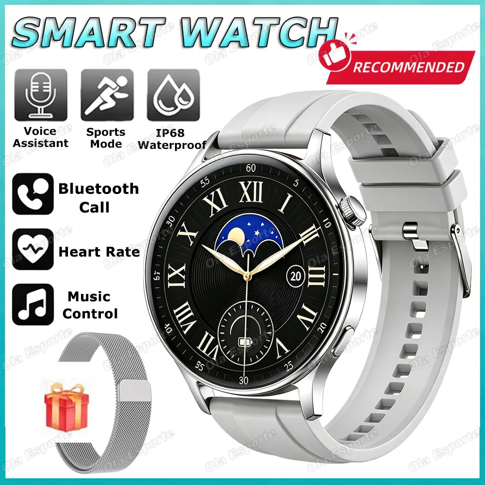 2025 New Men's Smart Watch HD Display Health Tracking Bluetooth Calling Voice Assistant Sports Smartwatch HT30 Peaceful Pleasures Health and Wellness Silver22Milan