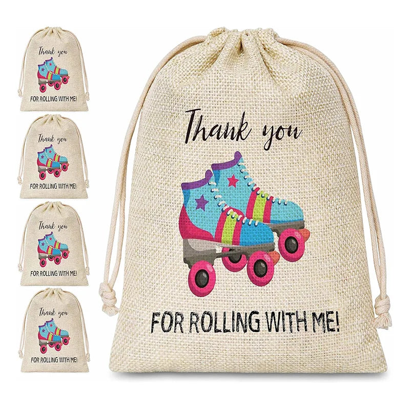 Roller Skate Party Gift Bags for Kids – 5 Pack | Birthday Party Favor Bags Peaceful Pleasures Health and Wellness