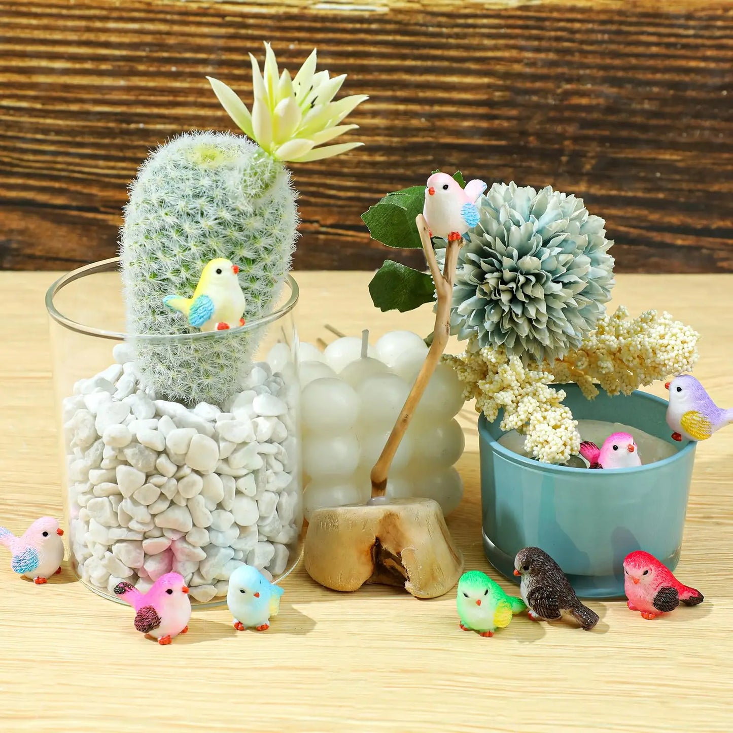 8pcs Miniature Bird Figurines, Mock Animal Toy Mini cute Pet ModelFor Fairy Garden, Moss Micro Landscape Peaceful Pleasures Health and Wellness