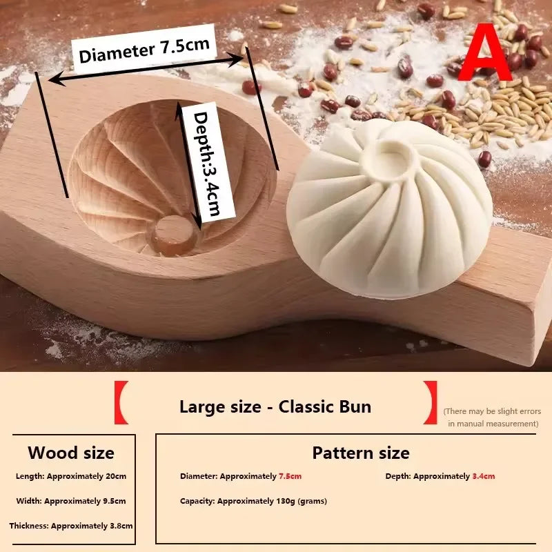 1pc 3D Wood Steamed Bread Mold Thickening Carved Creative Steamed Stuffed Bun Pastry Press Mould Family DIY Handmade Baozi Maker Peaceful Pleasures Health and Wellness C