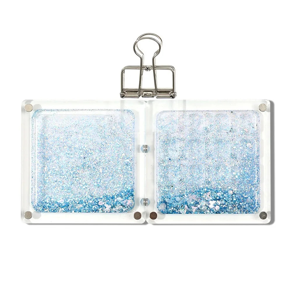 Acrylic Watercolor Paint Palette Magnetic Quicksand Travel Painting Tray Foldable Waterproof Paint Pigment Box Outdoor Peaceful Pleasures Health and Wellness -Blue-15 Grid