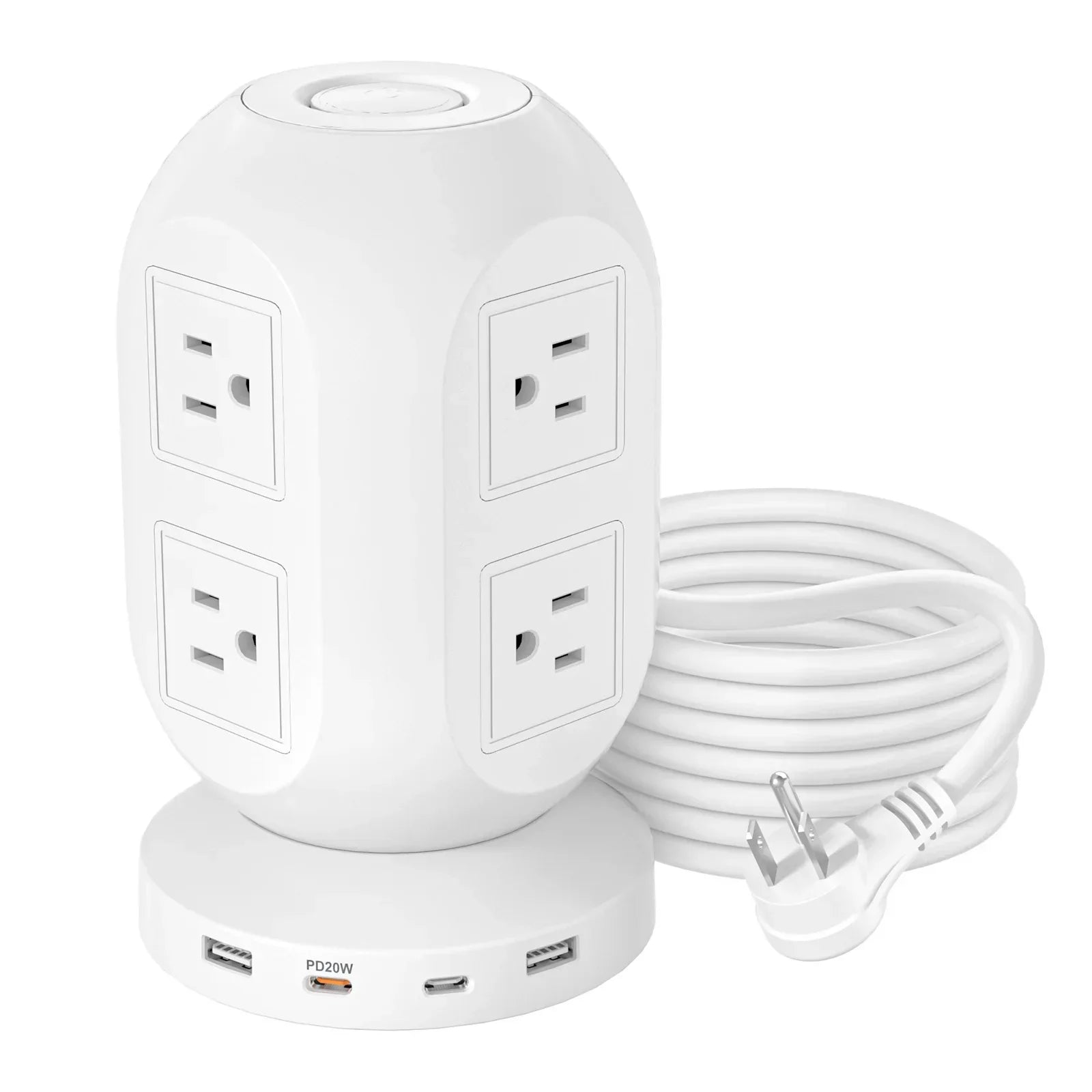Lantern Tower Socket Extender 20W PD Fast Charging US Plug Peaceful Pleasures Health and Wellness WHITE United States US