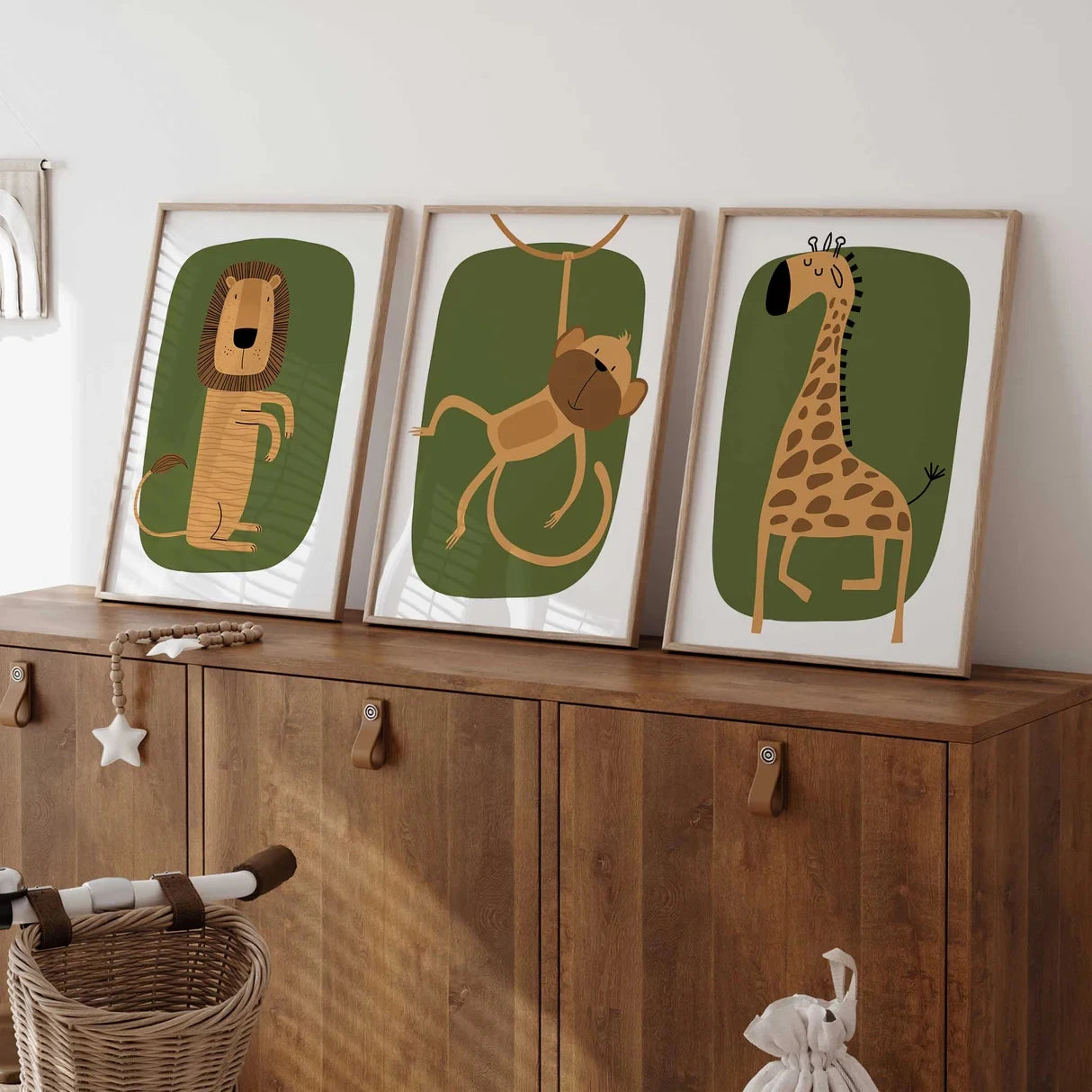 3-Piece Cartoon Animal Canvas Wall Art | Kids Room Decor