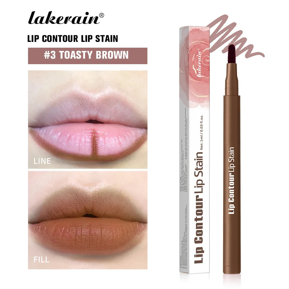 Lakerain Waterproof Lip Liner Pen – Ballpoint Felt Tip, 8 Shades