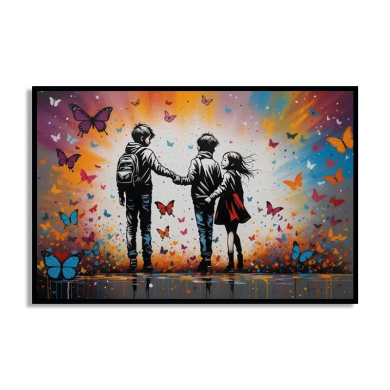Graffiti Banksy Art Poster Banksy Image Series Printed Canvas Art Mural Used for Home Wall and Living Room Decoration, Framel Peaceful Pleasures Health and Wellness