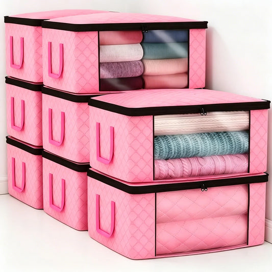 Foldable Clothes & Blanket Storage Bags with Clear Window Foldable Storage Bags Peaceful Pleasures Health and Wellness