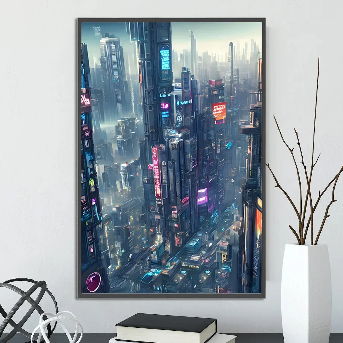 Cyberpunk City Poster Figures Home Decoration Painting Pictures Wall Cartoons Computer Room Wallpaper Gift Peaceful Pleasures Health and Wellness