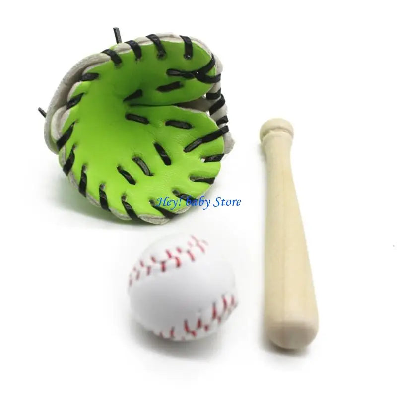 Newborn Photography Props Mini Baseball & Glove Set | 0–6M