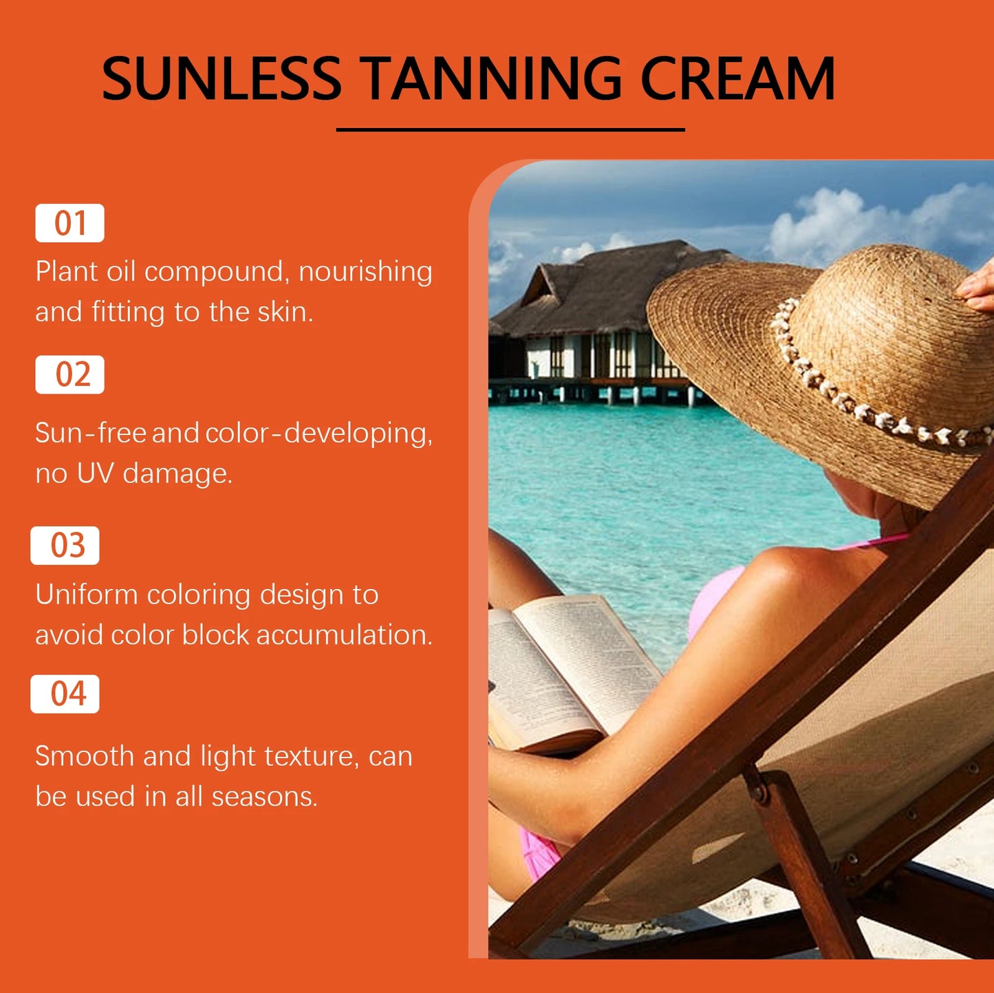 WIYUN Sunless Self Tanner Cream – Natural Bronze Glow 50g
