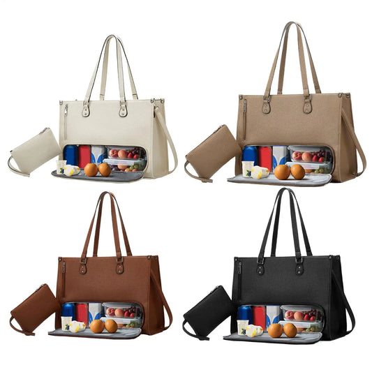 Women's Laptop Tote Bag with Insulated Lunch Compartment Laptop Tote Bag Peaceful Pleasures Health and Wellness