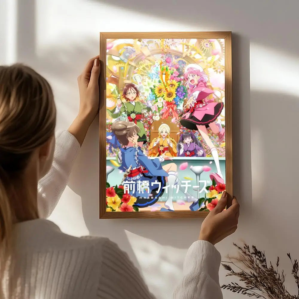 Anime Maebashi Witches HD Poster – Self-Adhesive Wall Art Anime Wall Poster Peaceful Pleasures Health and Wellness White2 50X70cmNoframe