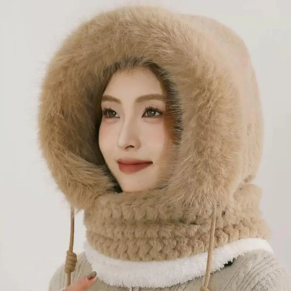 Winter Plush Hood Hat with Scarf & Ear Cover – Windproof