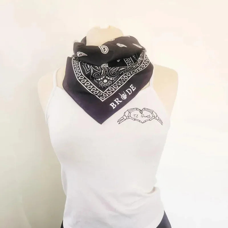Disco Cowgirl Bride or Die Bandana | Bachelorette Party Gift Party Bandana Peaceful Pleasures Health and Wellness black