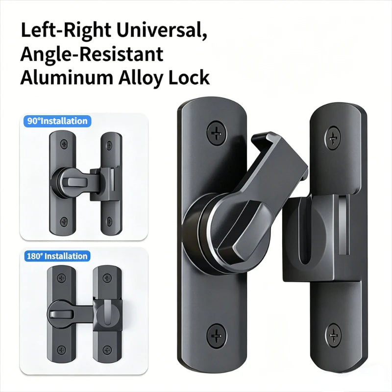 90/180 Degree Flip Door Lock Home Security Sliding Door Latch Small Gate Latches Hardware Anti-theft Lock Zinc Alloy Door Bolts Peaceful Pleasures Health and Wellness