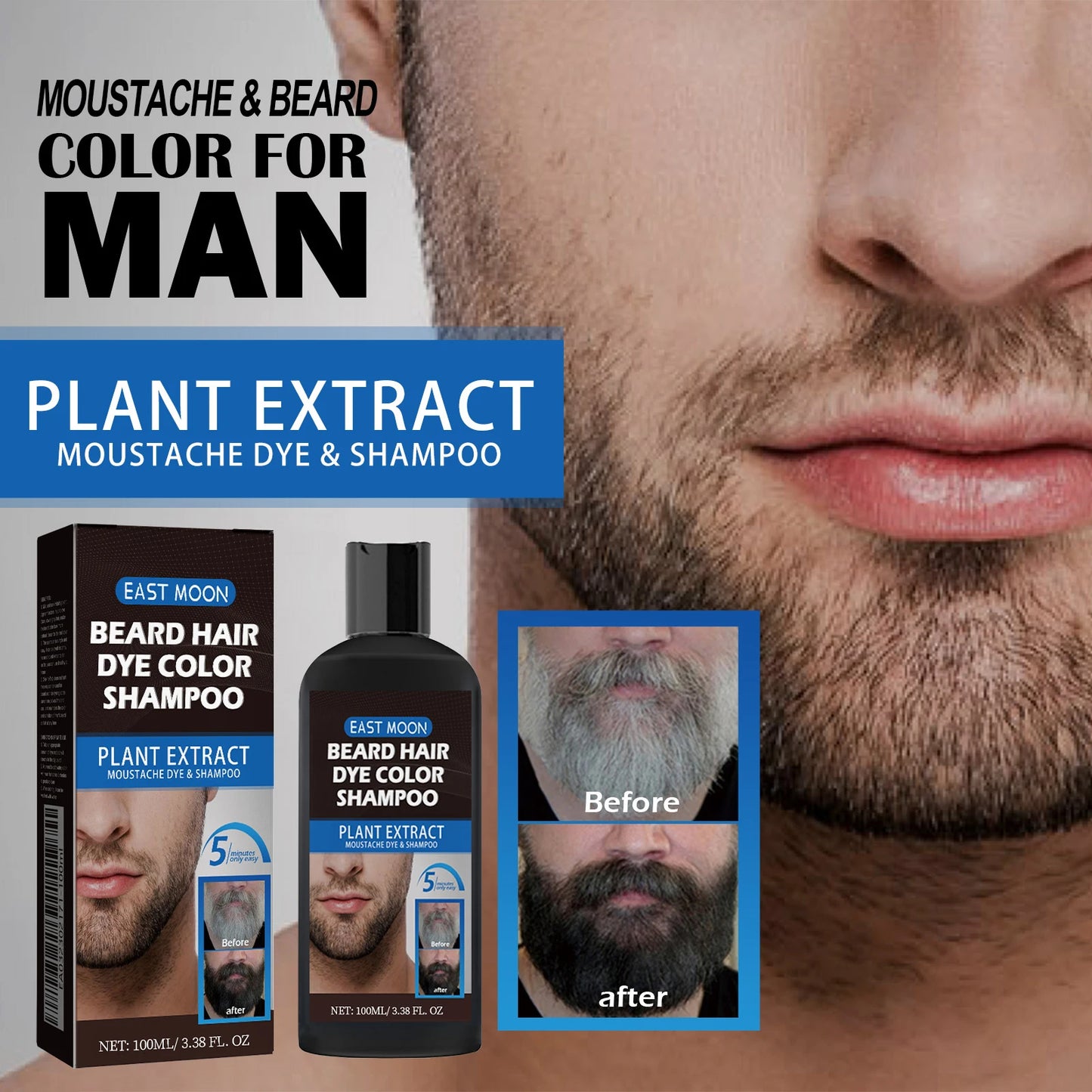 East Moon Beard Color & Care Treatment – Gray Coverage 100ml
