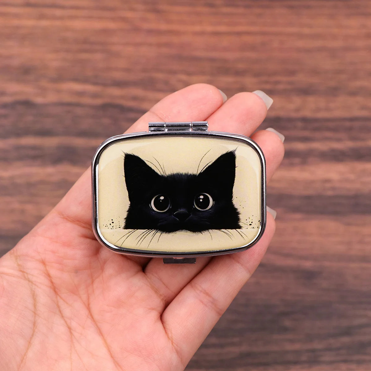 Black Cat Pill Boxes Cartoon Animal Sealed Subpackage Case Portable Travel Jewelry Box Mini Organizer Storage Medicine Case Peaceful Pleasures Health and Wellness 1