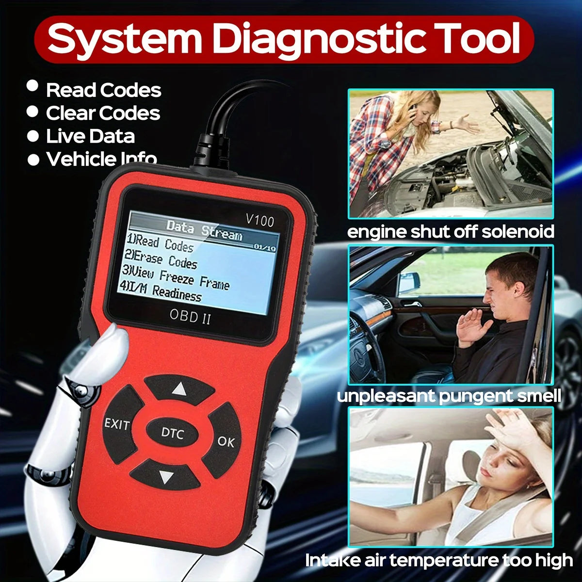 OBD2 Scanner & Car Voltage Tester – Engine Fault Code Reader Peaceful Pleasures Health and Wellness Red