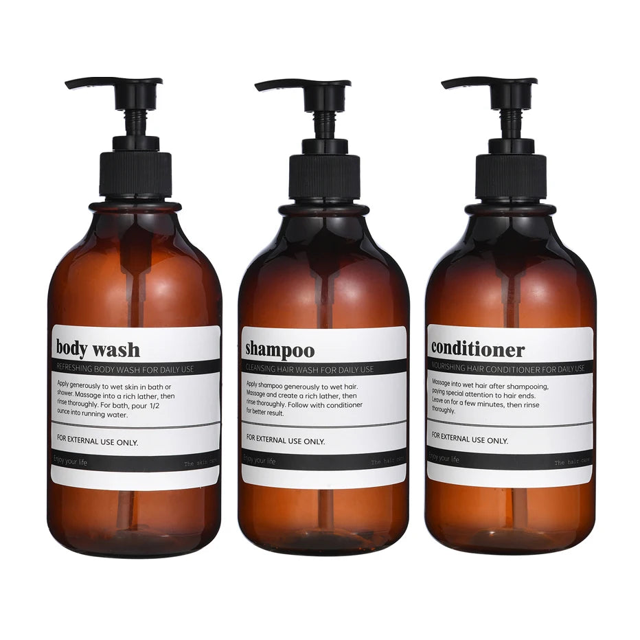 Shampoo and Conditioner Dispenser Reusable Shower Gel Bottle White Refillable Apothecary Dispenser Bottle for Bathroom&Kitchen Peaceful Pleasures Health and Wellness Style A