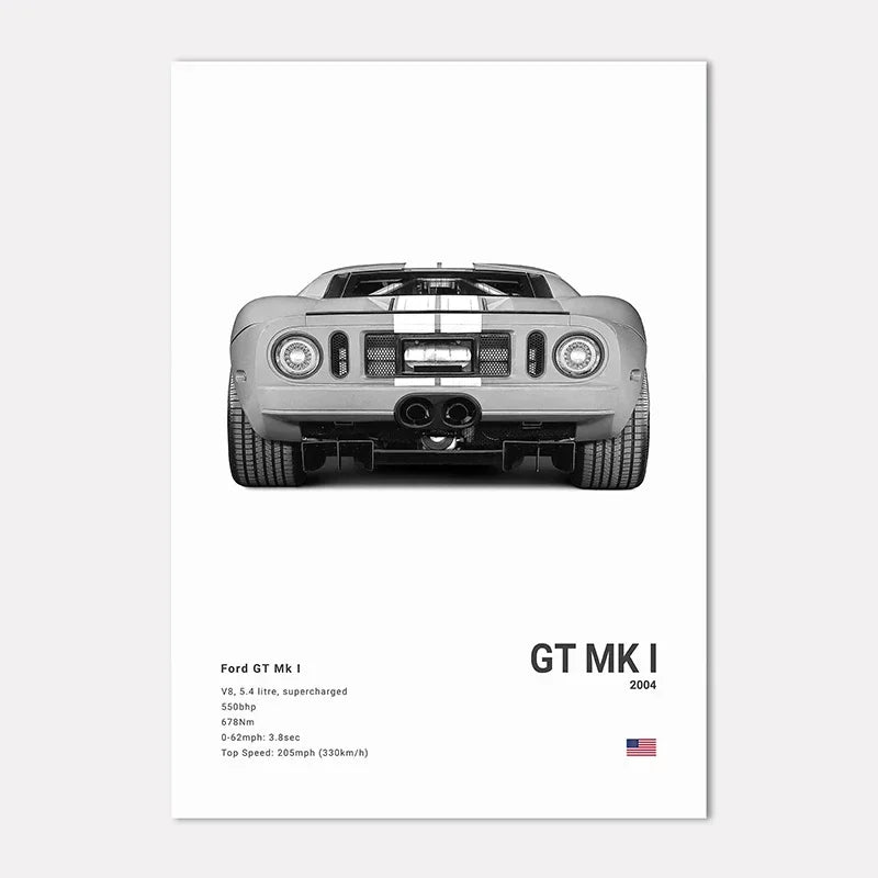 Famous Cars IE GT Canvas Wall Art Print Poster C C C Home Decor Modern Mural Unframed Birthday Gift Peaceful Pleasures Health and Wellness
