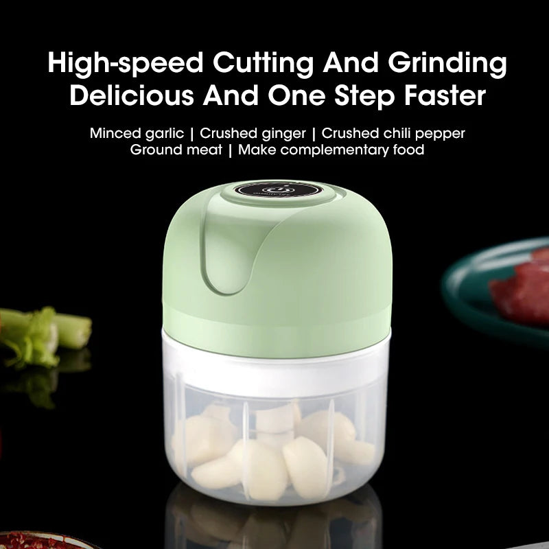 Mini Electric Garlic Chopper USB Garlic Masher Meat Grinder Ginger Vegetable Crusher Sturdy Durable Kitchenware Peaceful Pleasures Health and Wellness