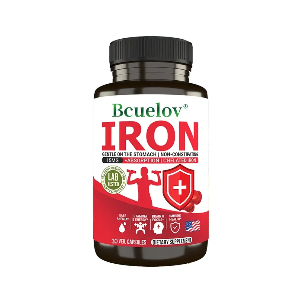 Bcuelov Iron Supplements 15mg – Energy, Immunity & Brain Health