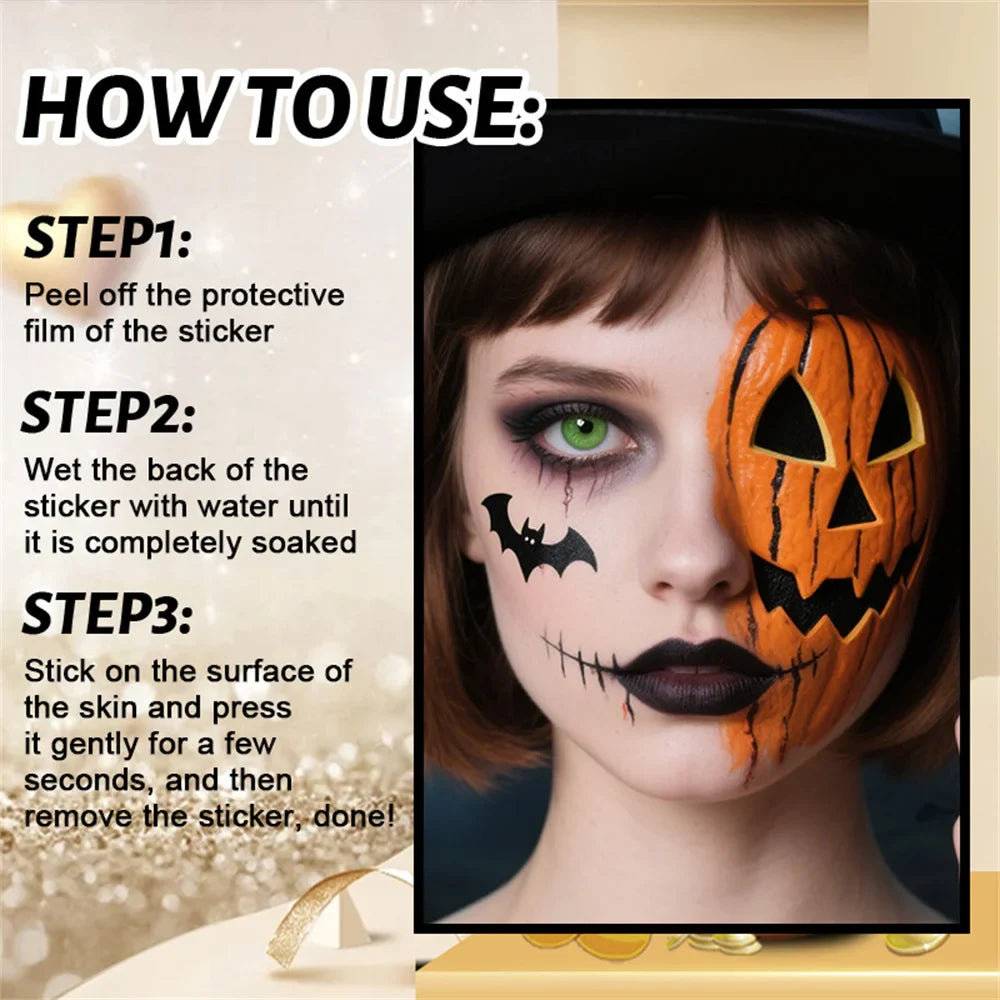 Halloween Glow in the Dark Temporary Face Tattoo Stickers