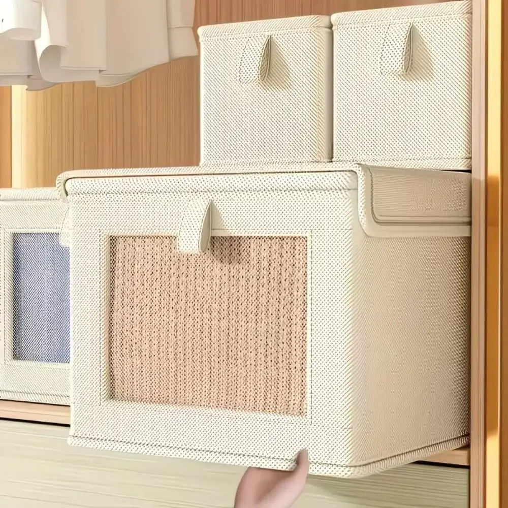 Foldable Clothes Storage Box with Zipper Lid & Clear Window