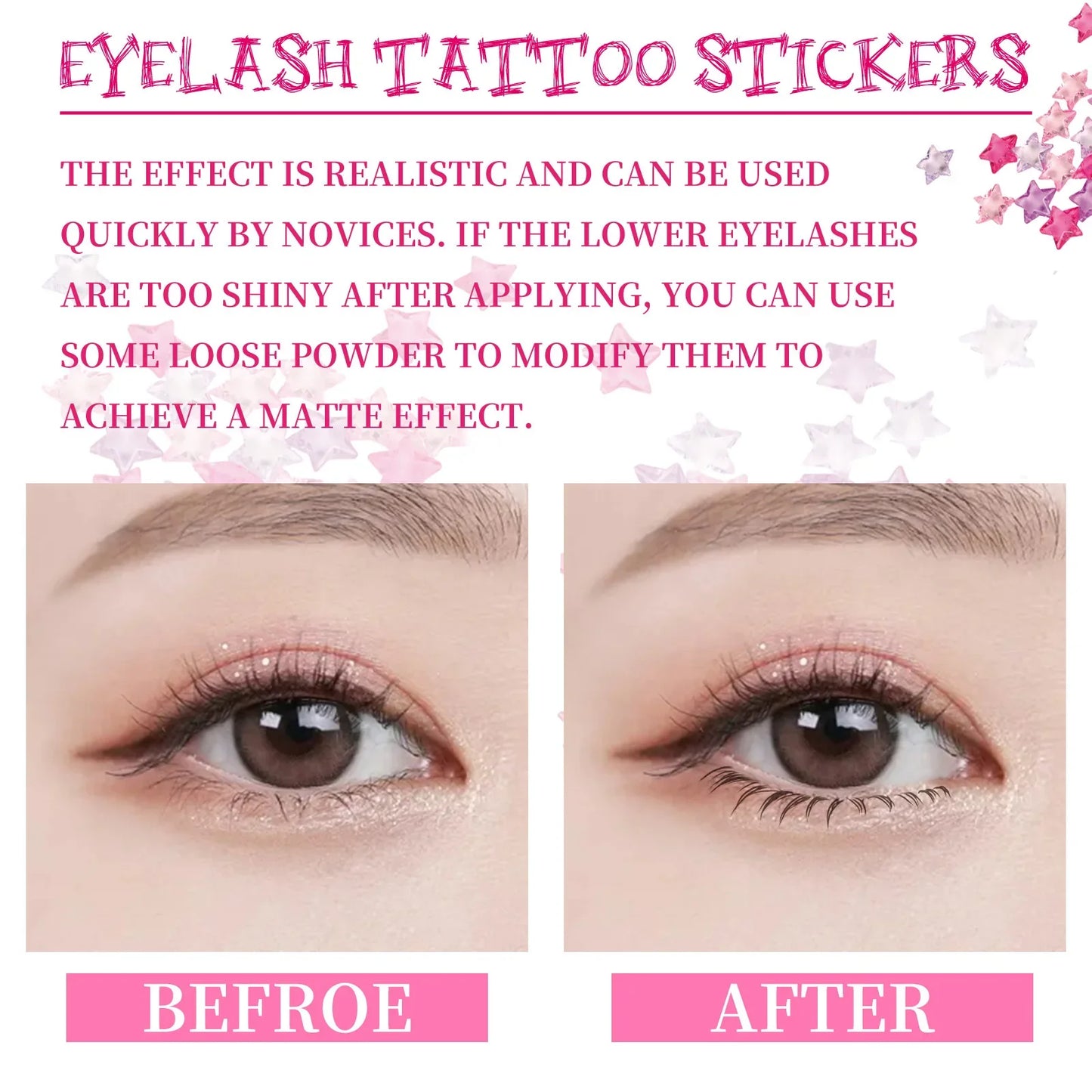 EELHOE Lower Eyelash Tattoo Stickers – 4pcs Fake Lashes