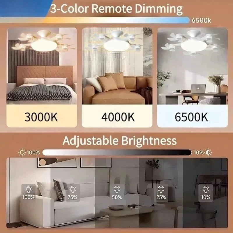 Remote Control LED Ceiling Fan Light – Dimmable Multi-Color