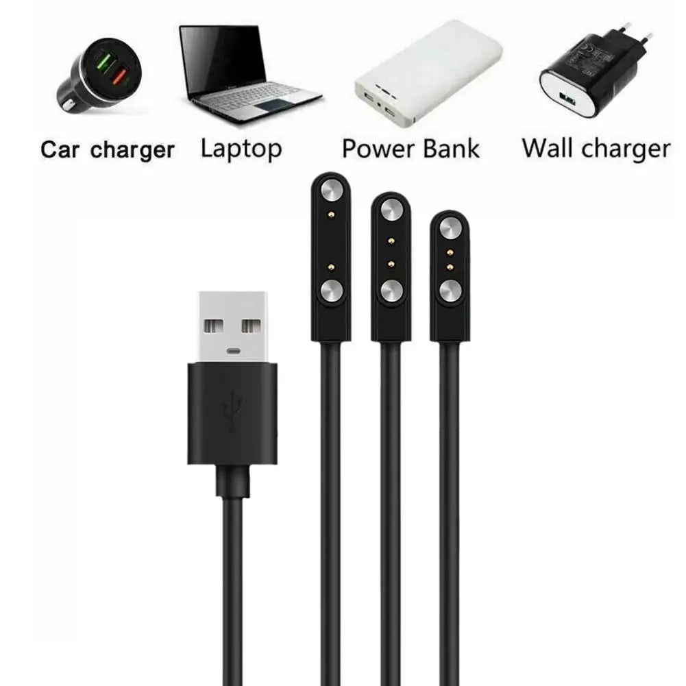 Universal Smartwatch Magnetic Charging Cable – 2-Pin USB Dock (2.84mm / 4mm / 7.62mm) Peaceful Pleasures Health and Wellness